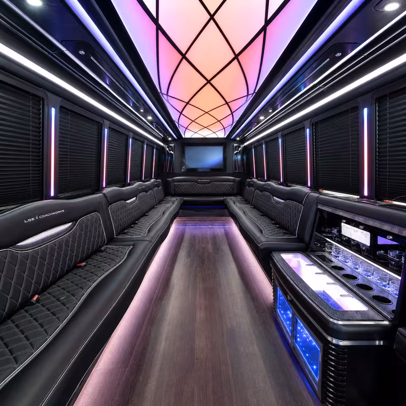 15 Passenger Party Bus Interior