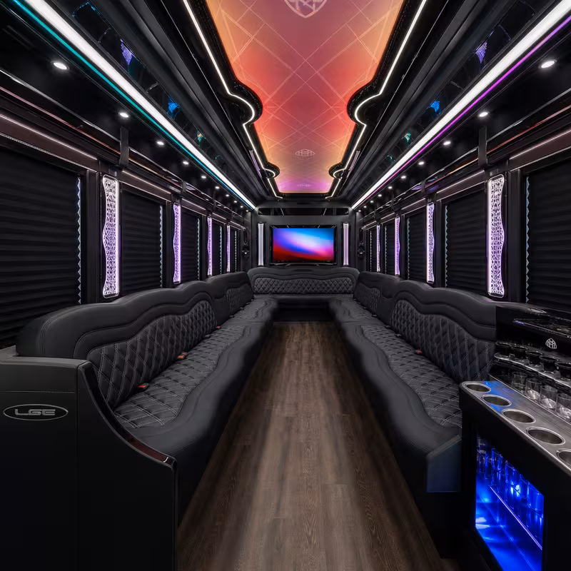 18 Passenger Party Bus Interior