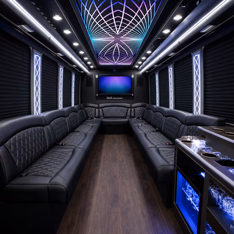 18 Passenger Party Bus Interior