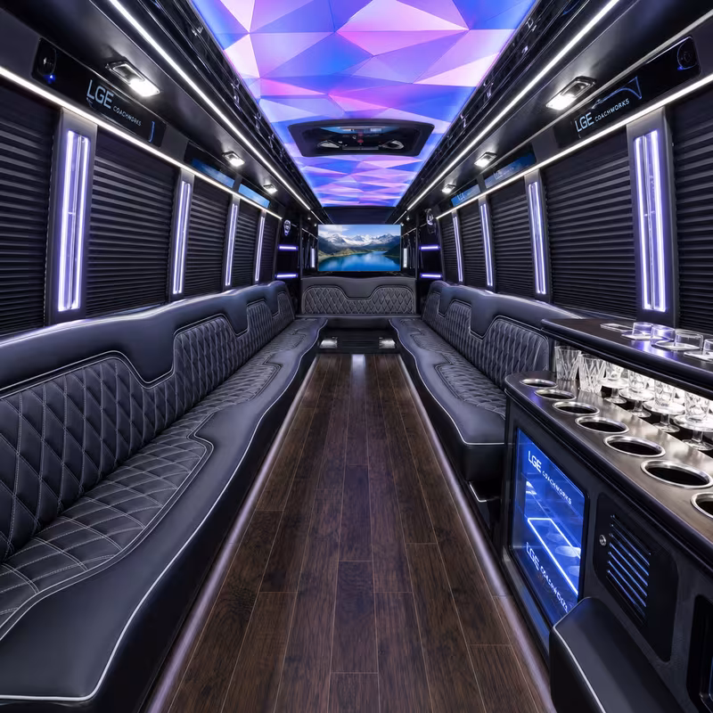 20 Passenger Party Bus Interior