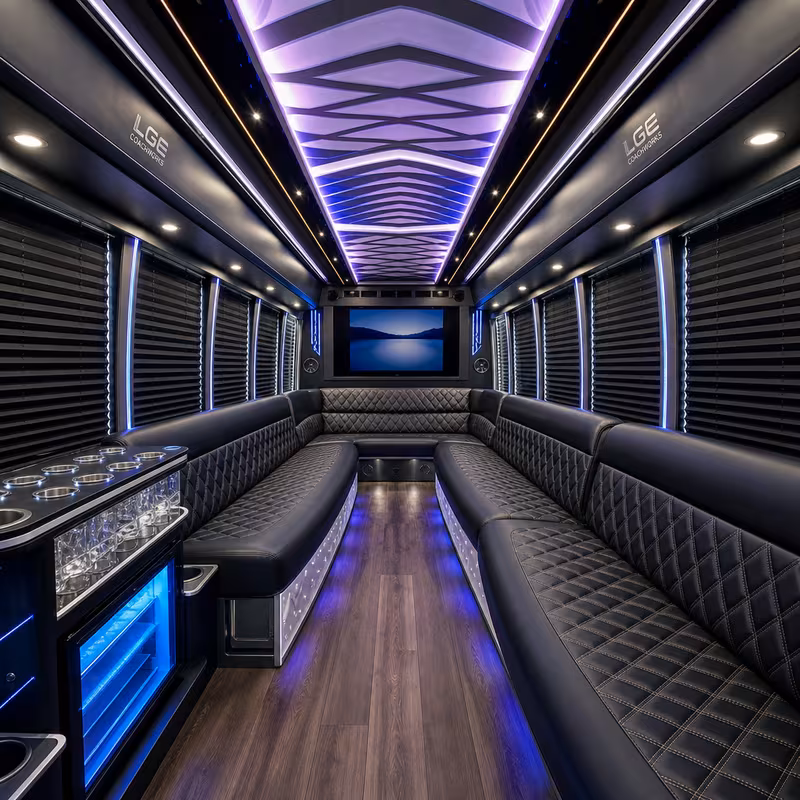 20 Passenger Party Bus Interior