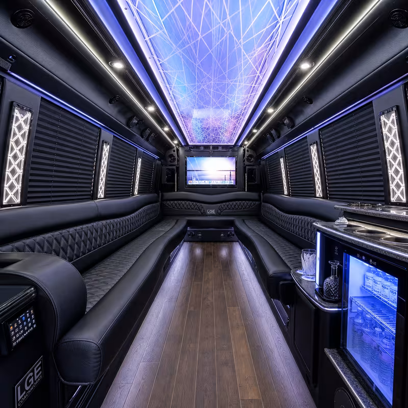 25 Passenger Party Bus Interior
