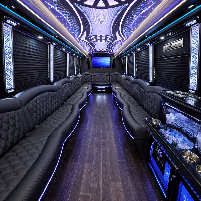 28 Passenger Party Bus Interior