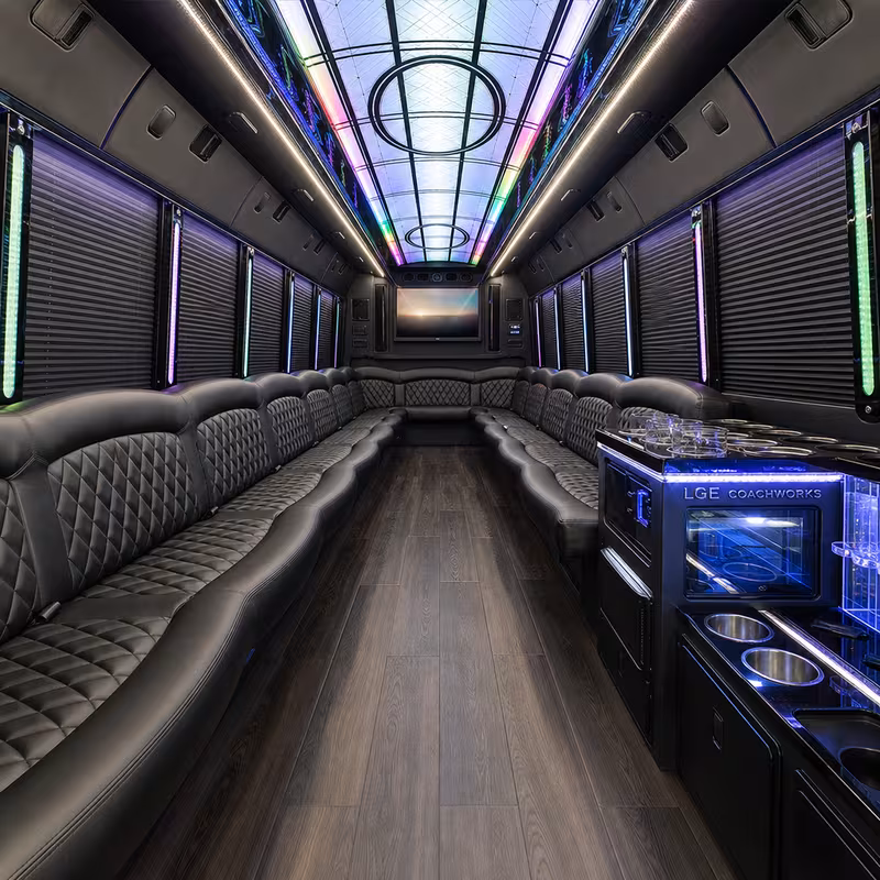 28 Passenger Party Bus Interior