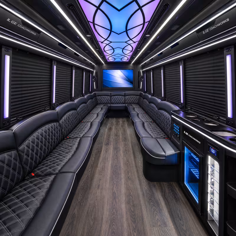 30 Passenger Party Bus Interior