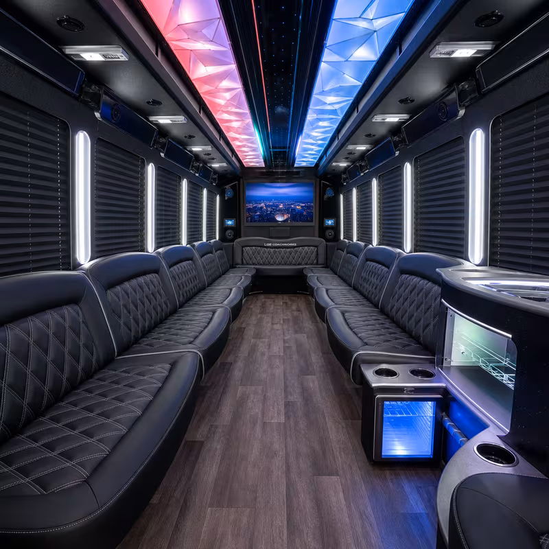 50 Passenger Party Bus Interior
