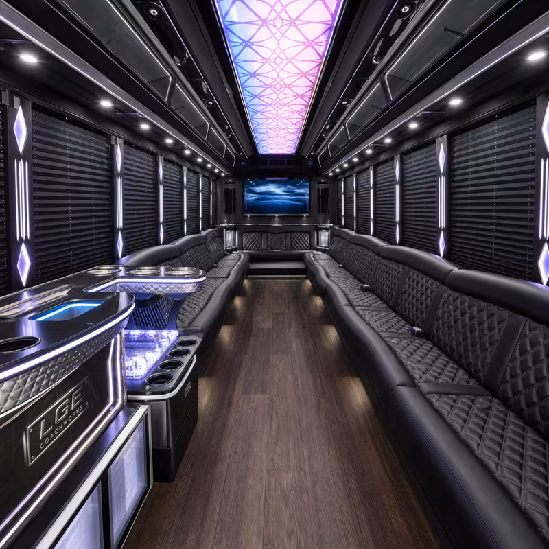 50 Passenger Party Bus Interior