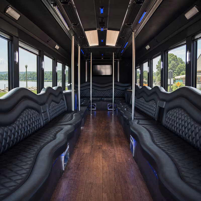 Passenger watching the Fort Lauderdale scenery during a regional party bus road trip