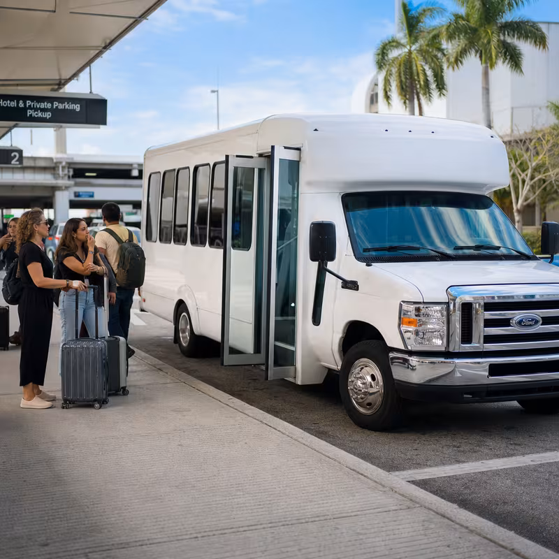 Black Mercedes Sprinter van staged for an Fort Lauderdale Airport Transportation group