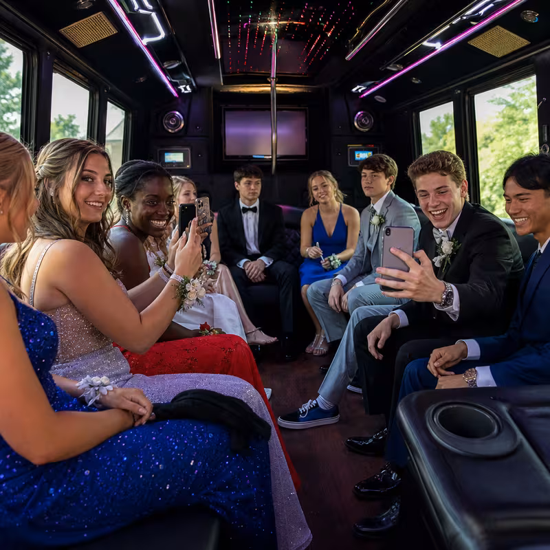 Black Mercedes Sprinter van staged for an Fort Lauderdale Prom & Homecoming Transportation group