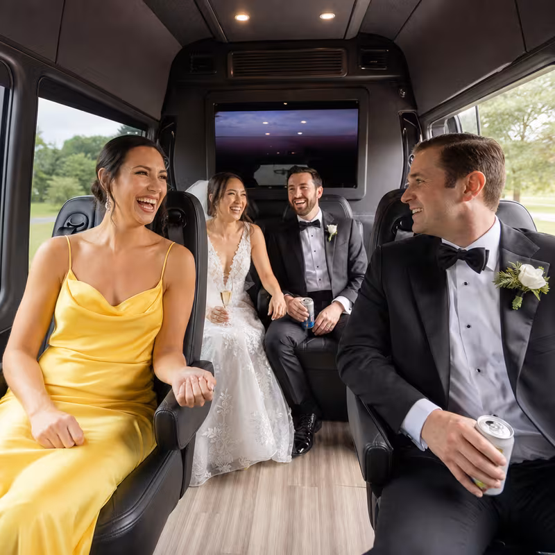 Black Mercedes Sprinter van staged for an Fort Lauderdale Wedding Transportation group